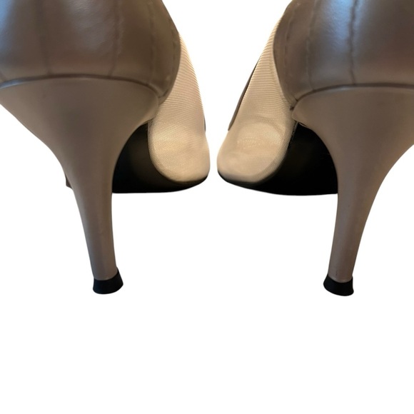 STUART WEITZMAN Pumps Heels Mesh Sheer Peep-Toe Gold Size 9 Bridal Formal - Picture 6 of 11